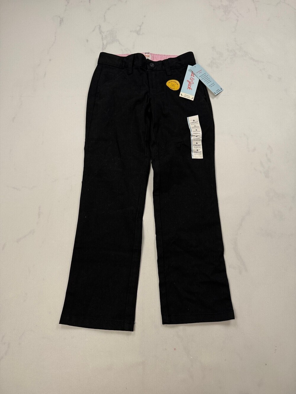 Cat & Jack Straight Pants Black Current Adjustable - Girls 6